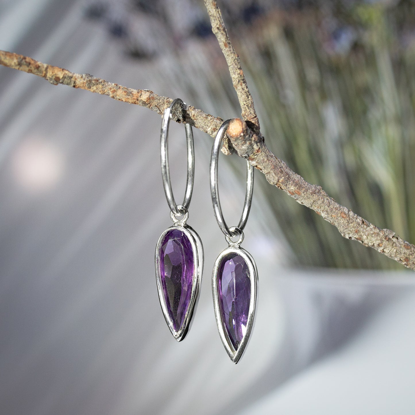 Amethyst Hoop Earrings