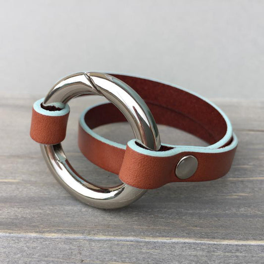 Saddle Leather with Turquoise Edge