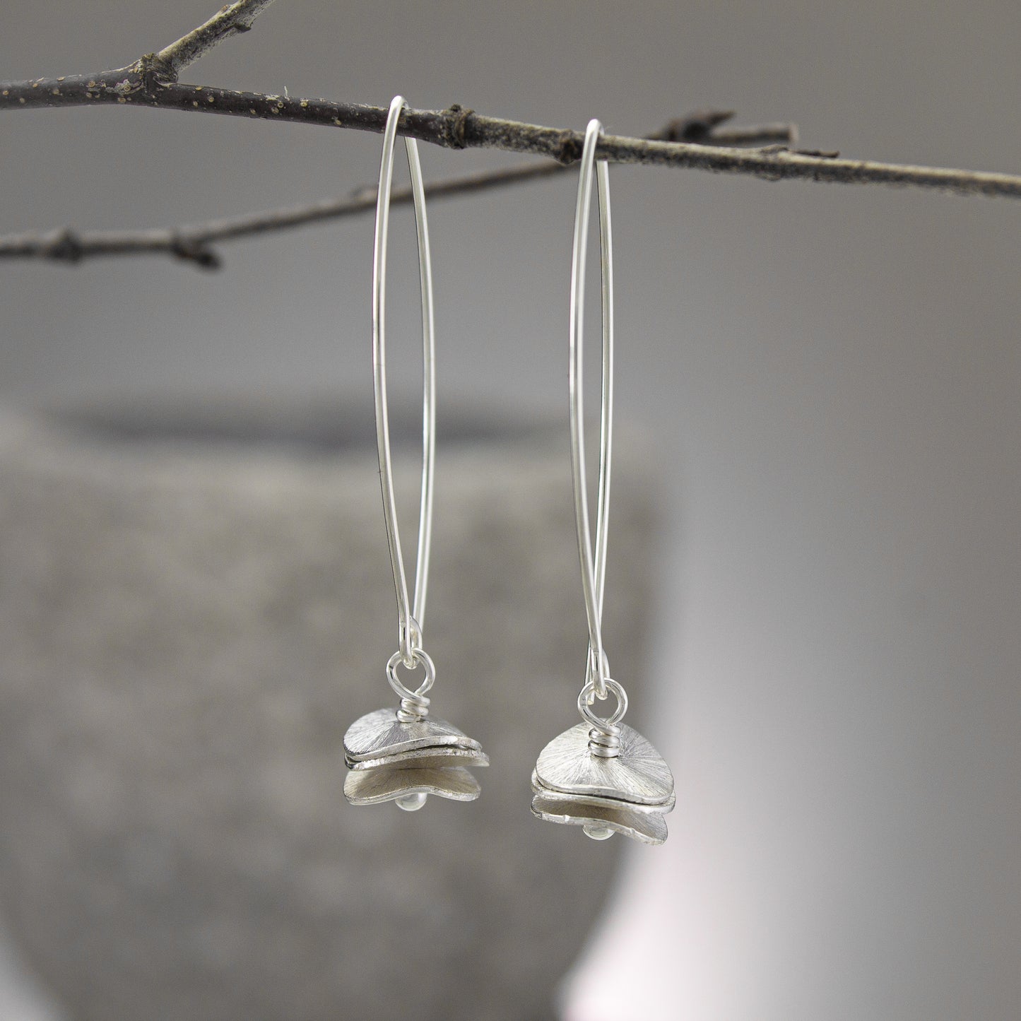 Sterling Textured Stack Earrings