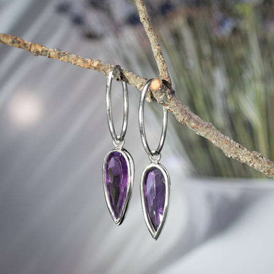 Amethyst Hoop Earrings