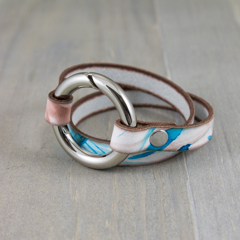 Turquoise, Grey, and Brown Spring Gate Bracelet