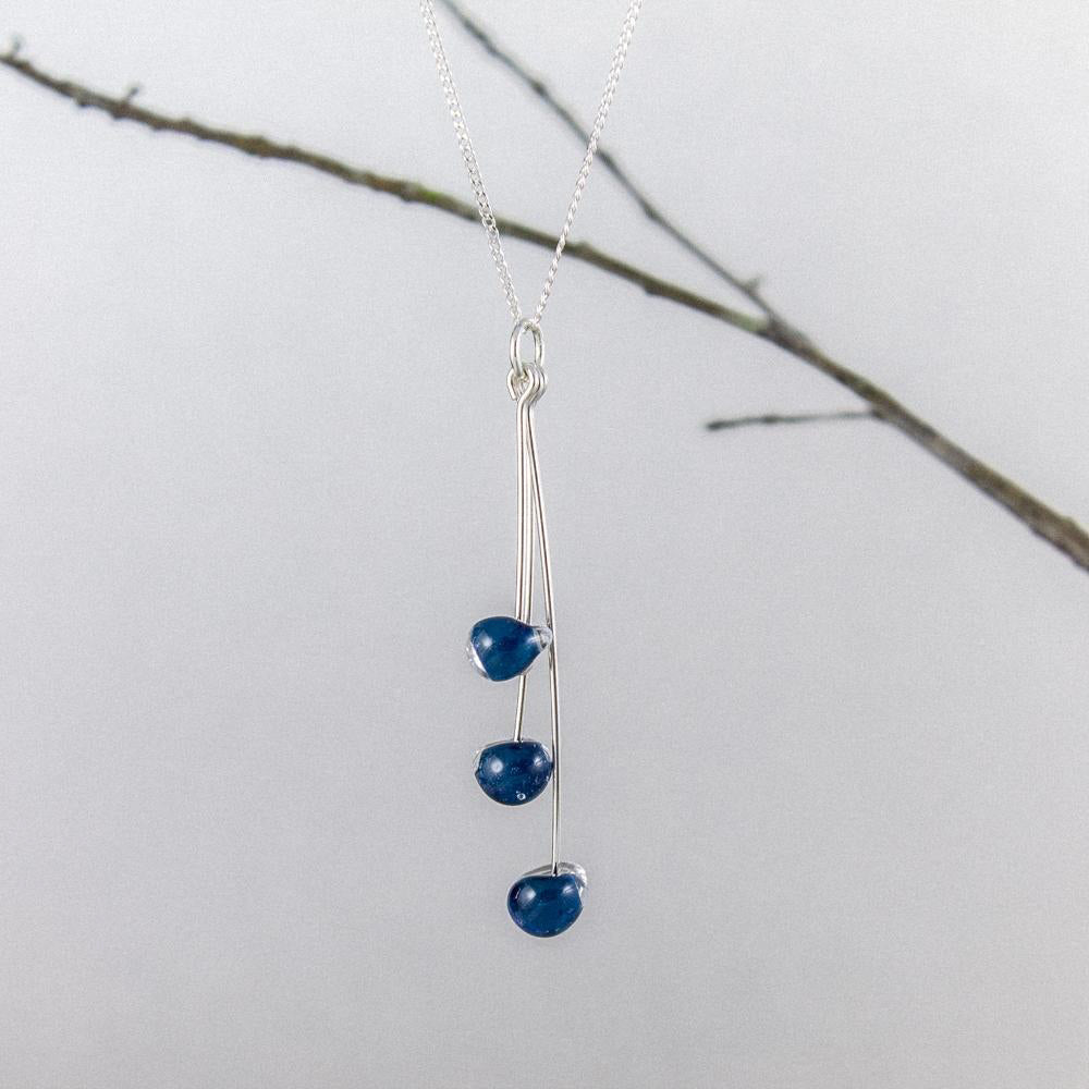 Cobalt Blue Teardrop Glass Necklace