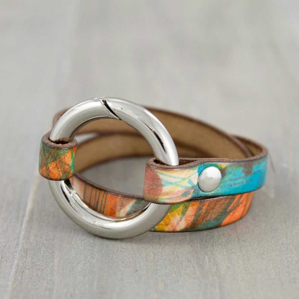 Orange, Teal, and Mustard Spring Gate Bracelet