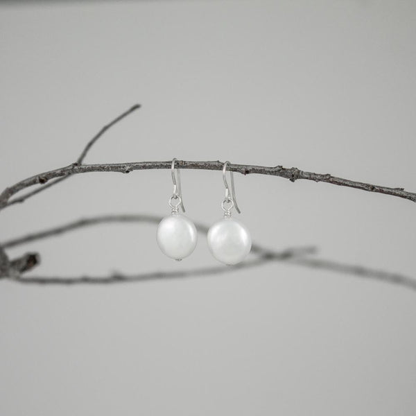 Cultured Freshwater Coin Pearl Earrings