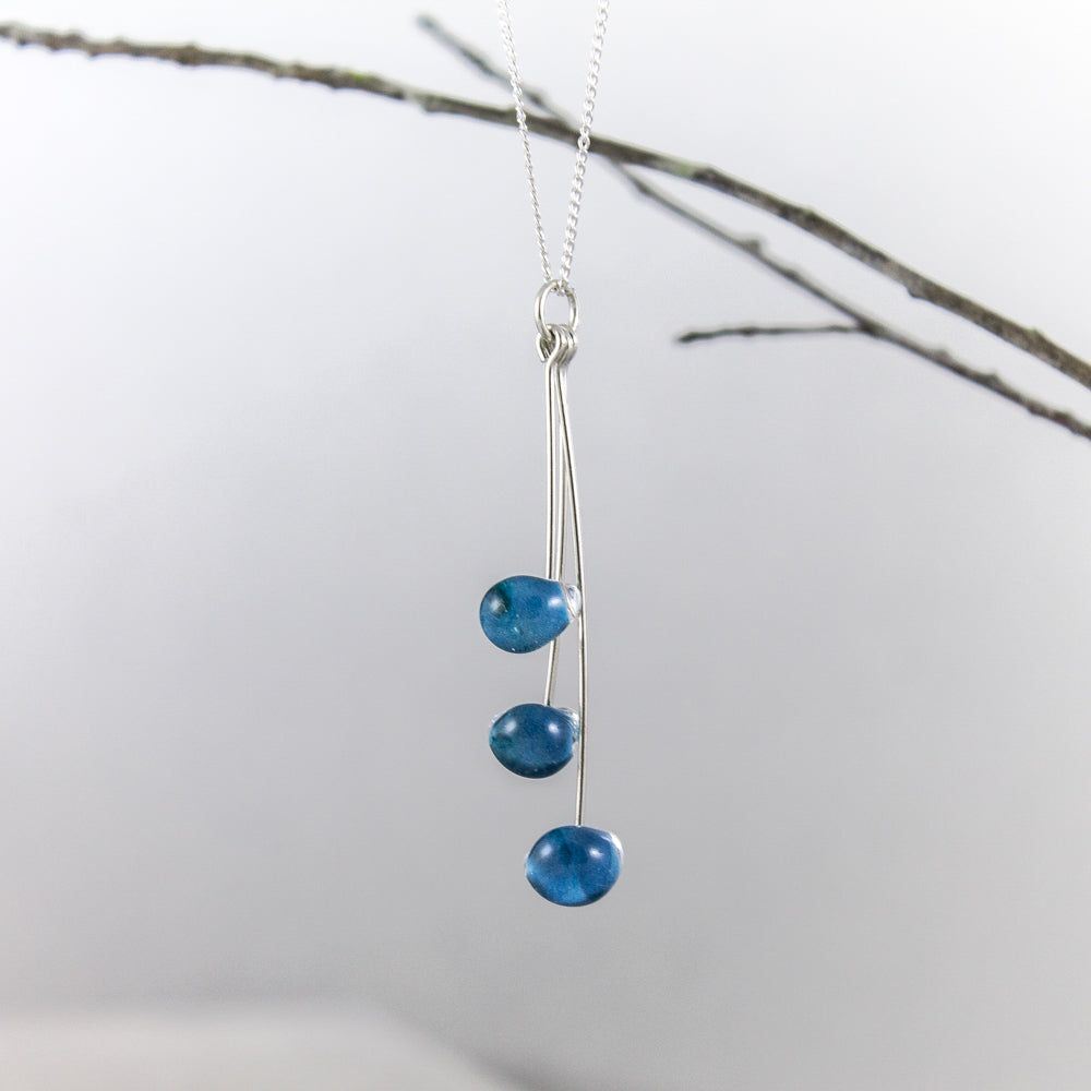 Sky Blue Glass Teardrop Necklace