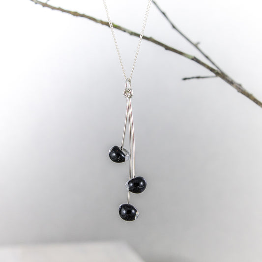 Black Teardrop Glass Necklace