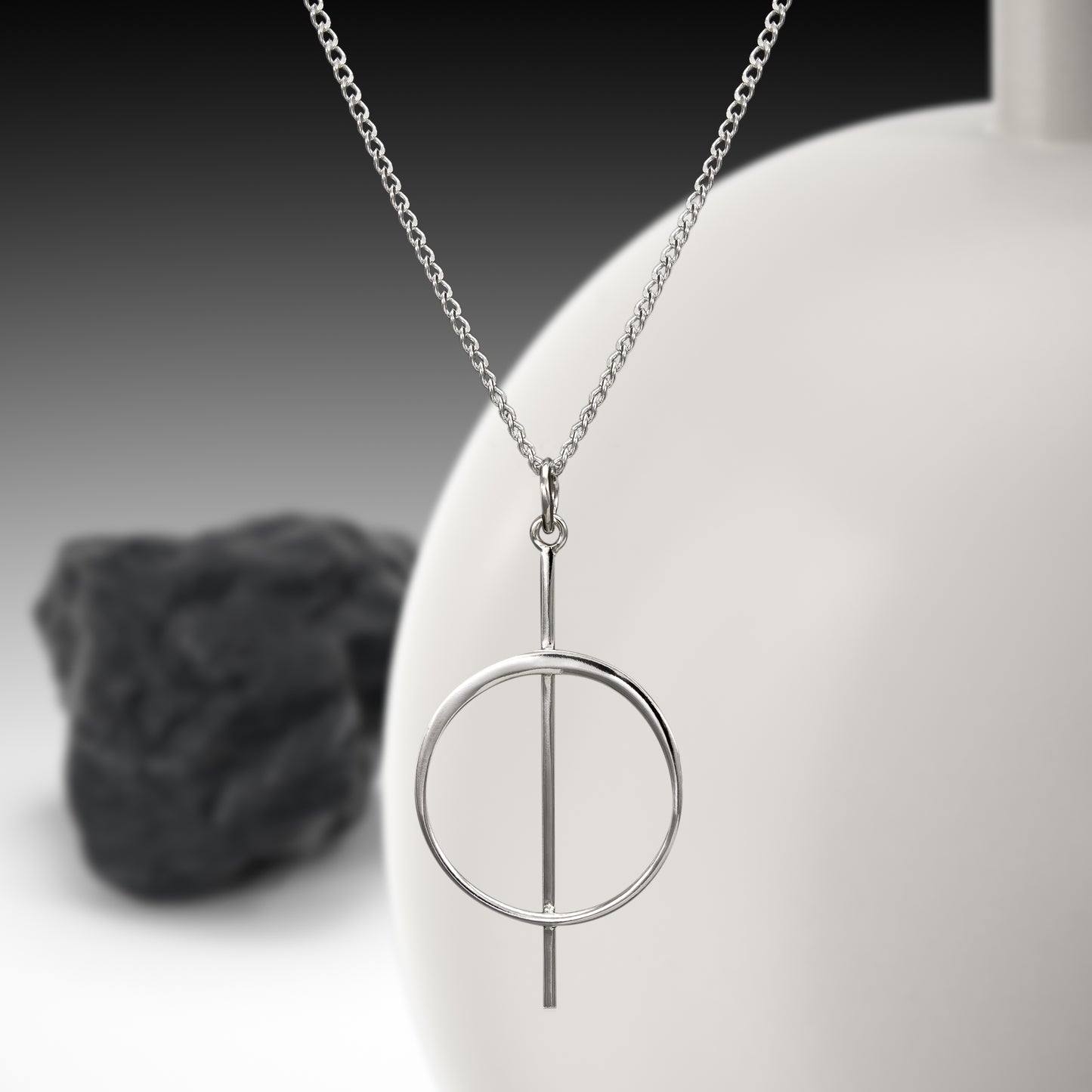 Bar and Circle Sterling Pendant